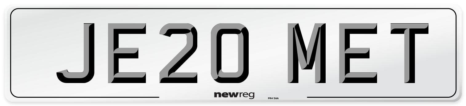 JE20 MET Number Plate from New Reg